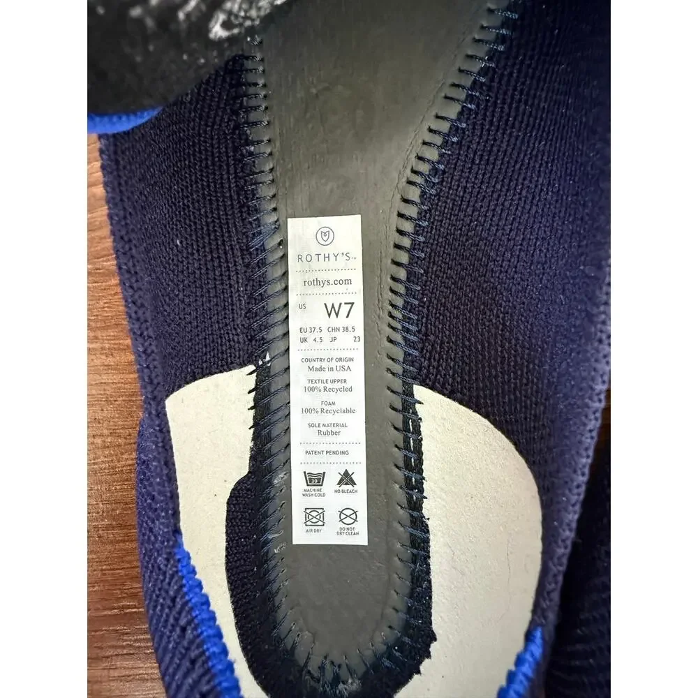 Rothy’s The Point Toe Navy Blue Ballet Flats Sz 7 Washable Work Office Career